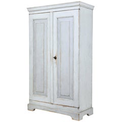 19th Century Swedish Painted Tall Cupboard Cabinet