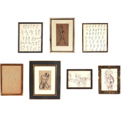 Selection of Figural Nude Drawings or Gallery Wall