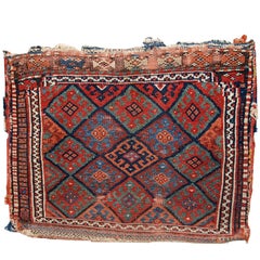 Handmade Antique Collectible Persian Kurdish Bag, 1880s