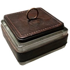 Retro Adnet Glass and Leather Box