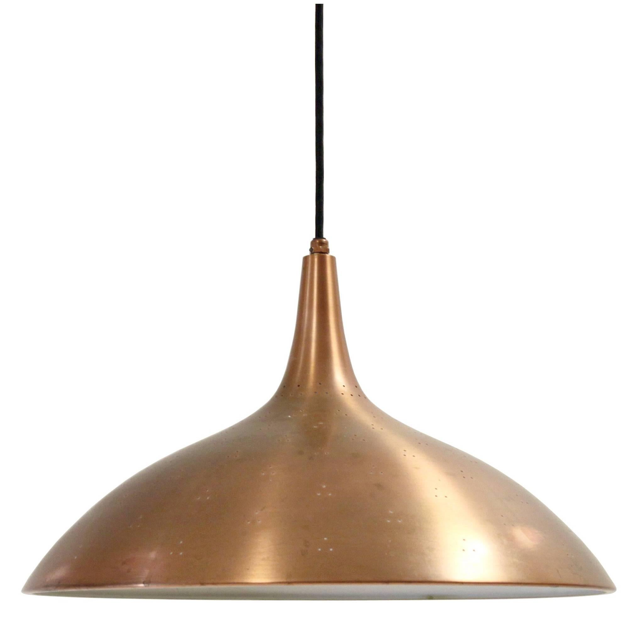 Perforated Copper Pendant by Paavo Tynell, 1950s