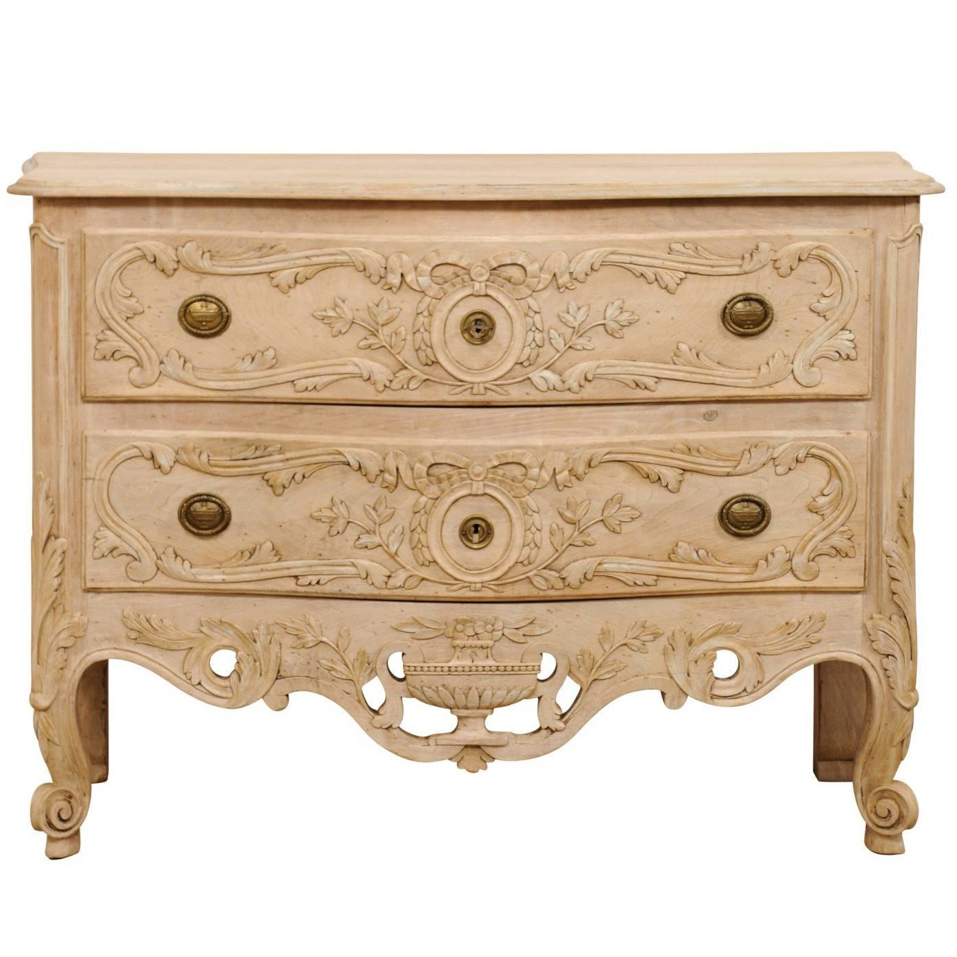 Exquisite Don Rousseau Mid-20th Century Richly Carved Ash Wood Chest of Drawers