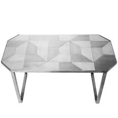 'Trama' Coffee Table, Geometric Designs in Stainless Steel Inox Tiles