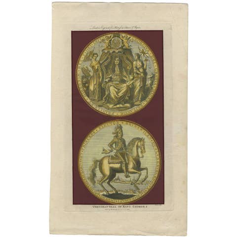 Great Seal of King George I Engraving – Harrison’s History of England 1786