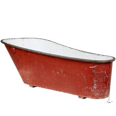 Baignoire en cuivre et étain peint de la fin du 19ème siècle