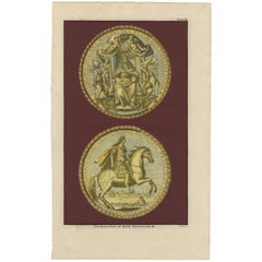 Antiker antiker Druck des Siegels von König Wilhelm III. von Rapin de Thoyras (ca. 1780)