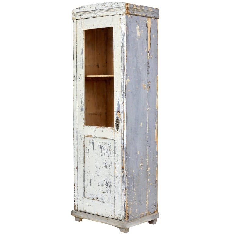 Late 19th Century Rustic Painted Pine Cabinet For Sale at 1stdibs