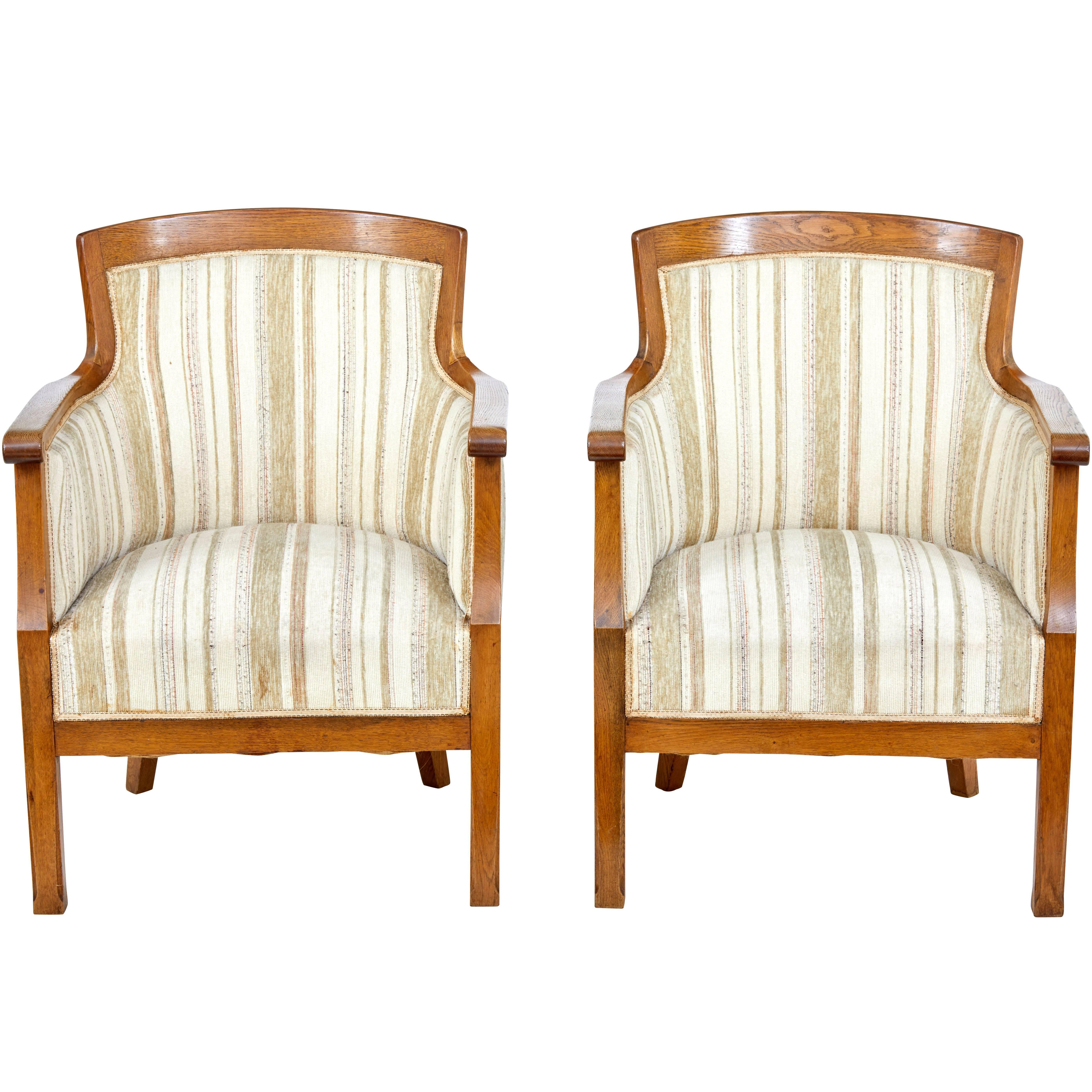 Pair of Late 19th Century Oak Armchairs