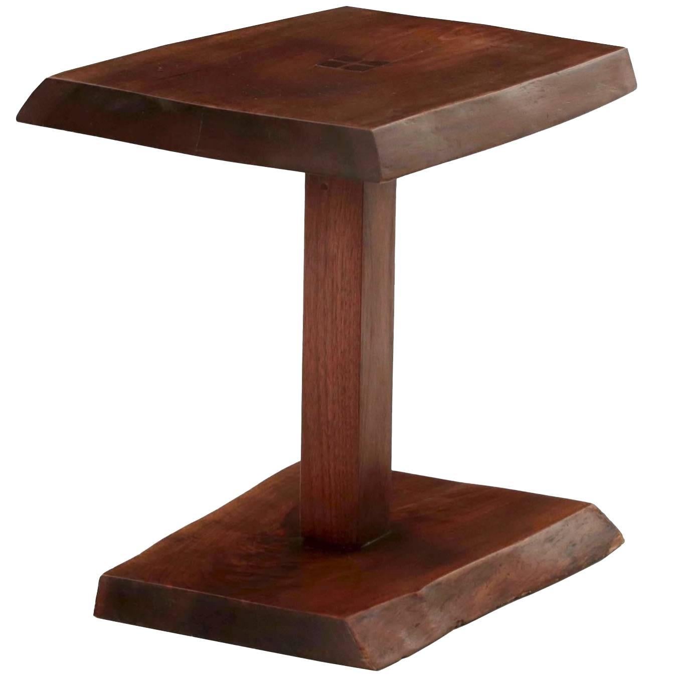 New Hope School Live Edge Walnut Side Table by Alan Rockwell, circa 1970s