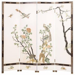 19th Century Chinese Screen with Semiprecious Hard Stone Decorations