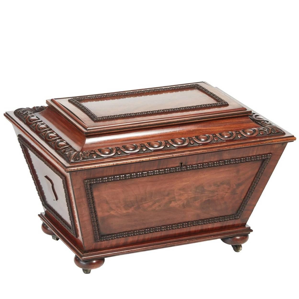 Fine William IV Carved Mahogany Wine Cooler For Sale