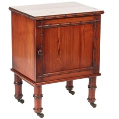 Antique Unusual Pitch Pine Bedside Cabinet