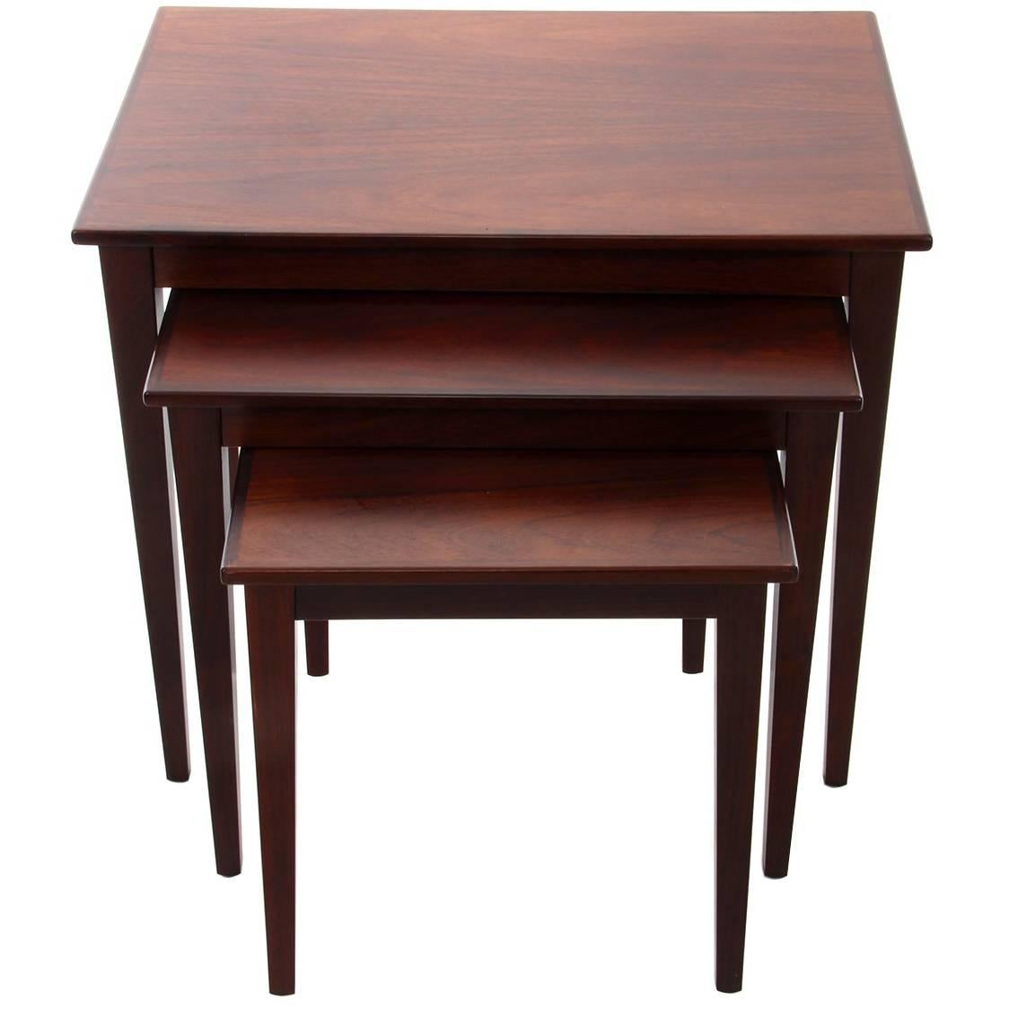 Rosewood Nesting Tables, 1950s, Set of Danish Mid-Century Modern Nested Tables