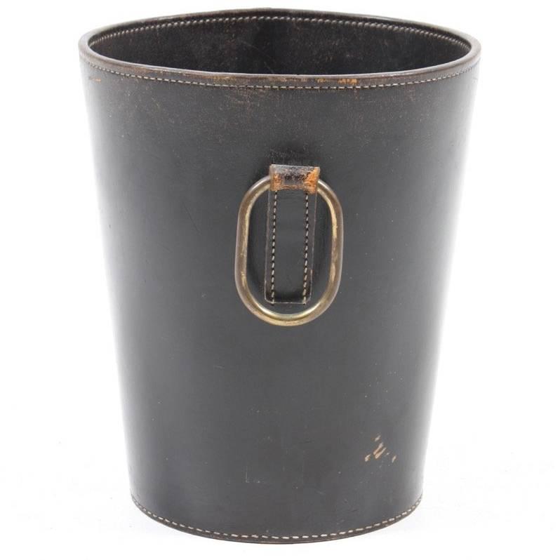 Waste Bin in Patinated Leather Made for Illums Bolighus