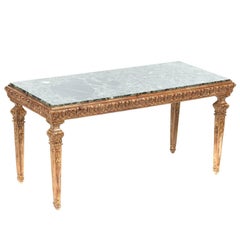 Fantastic Antique Gilded Carved Wood Marble Top Coffee Table