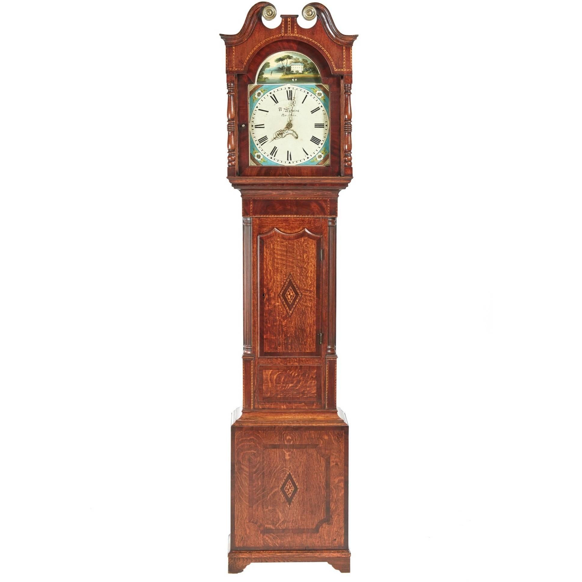 George III Oak and Mahogany Grandfather Clock