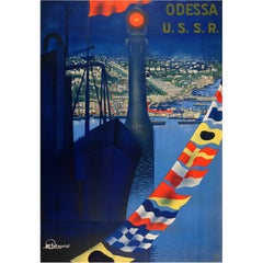 Original Vintage Soviet Intourist Travel Poster for Odessa USSR on the Black Sea