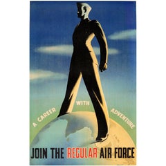 Original Vintage WWII Military Recruitment Poster - Join The Regular Air Force