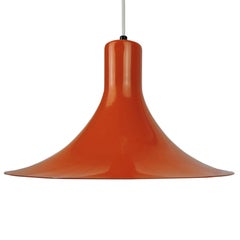 Midcentury Danish Pendant Light in Orange