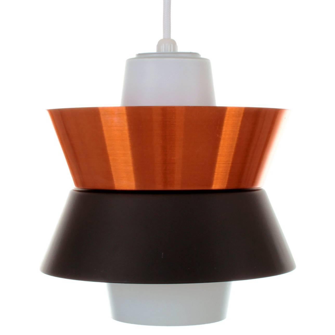 Copper and Black Pendant by Voss in the 1950s, Danish Midcentury Ceiling Light For Sale