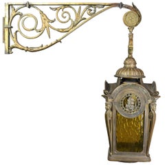 Cast Bronze Lantern Sconce with Bracket