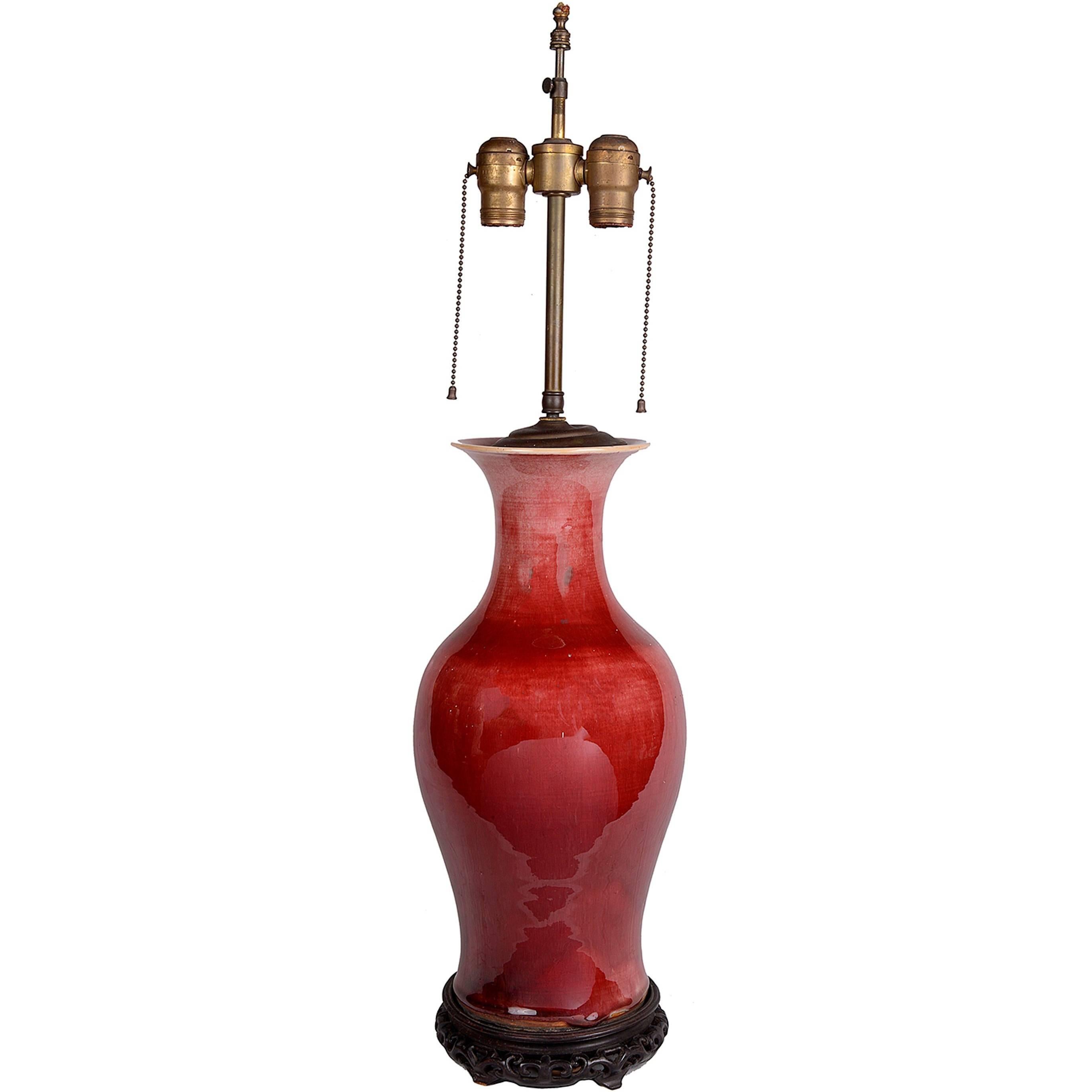 Chinese 19th Century Sang du Bouf Vase or Lamp
