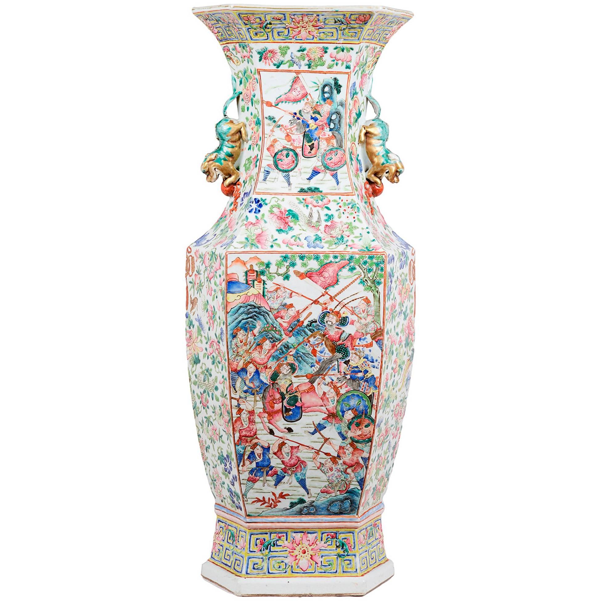 Large 19th Century Chinese Canton or Rose Medallion Vase