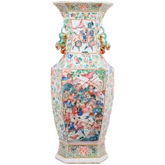 Grand vase chinois du 19ème siècle de type Canton ou Rose Médaillon