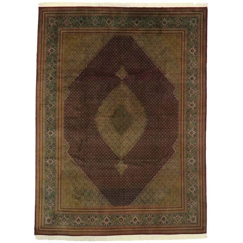Vintage Persian Mahi Fish Design Tabriz Area Rug with Traditional Style ...