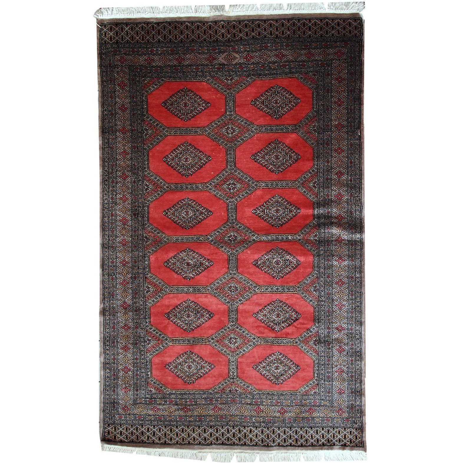 Handmade Vintage Uzbek Bukhara Rug, 1970s, 1C474