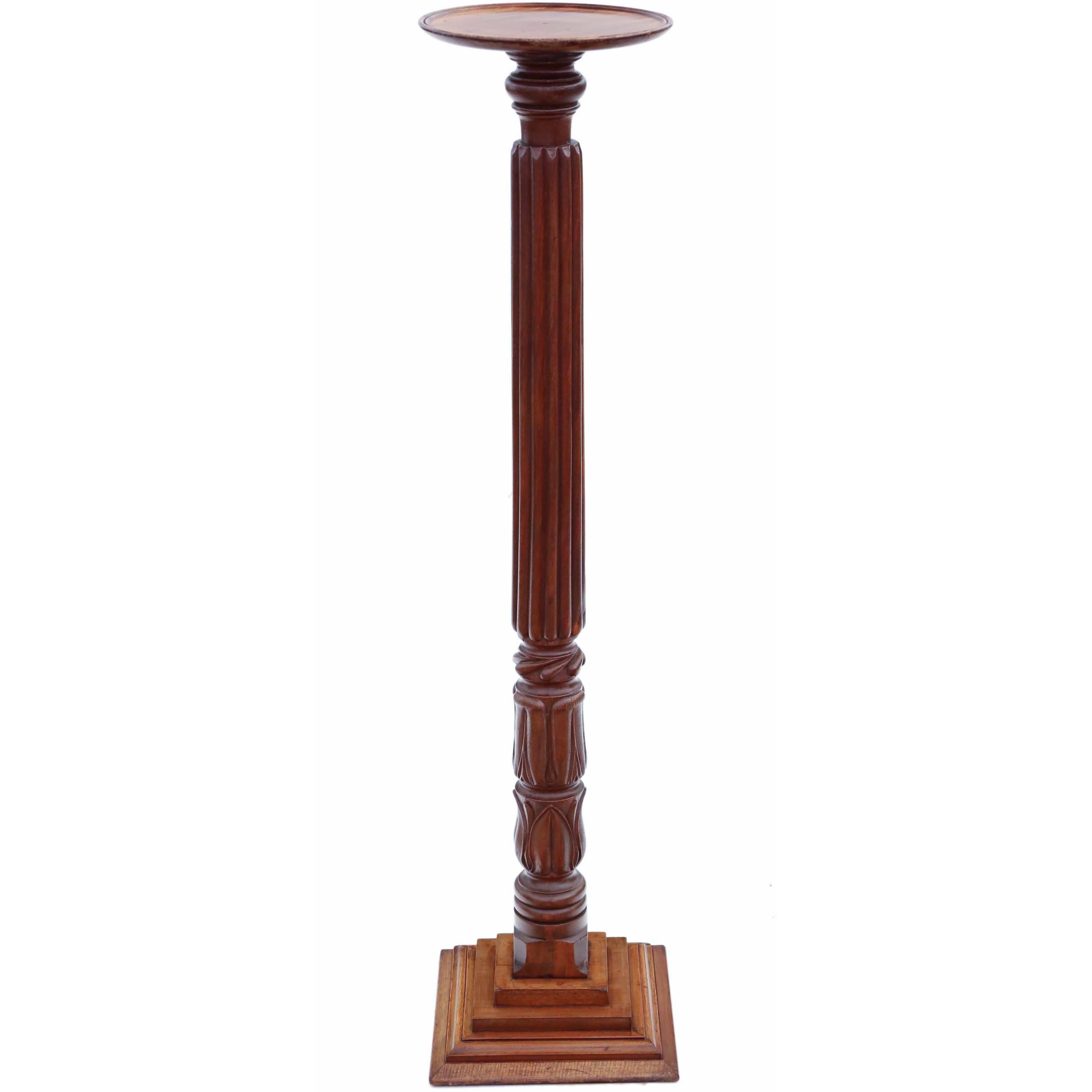 Antique Victorian Mahogany Torchiere Jardiniere Stand Pedestal Plant Table For Sale