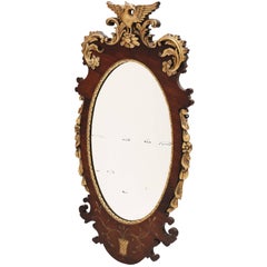 Antique Large Regency Revival Mahogany and Gilt Wall Mirror, circa 1900