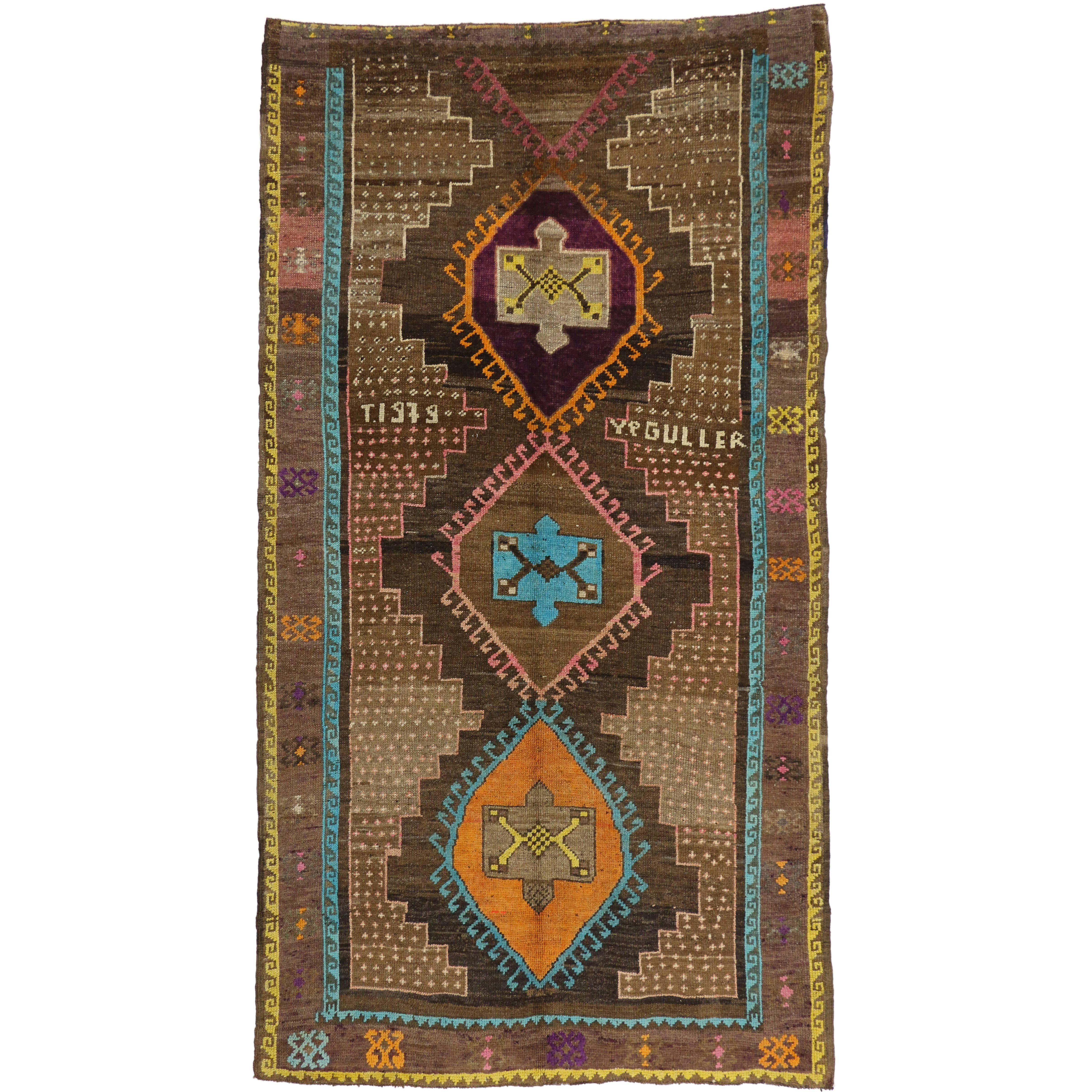 Vintage Turkish Oushak Runner with Modern Contemporary Style, Oushak Gallery Rug