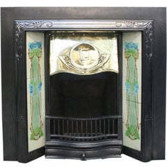 Reclaimed Edwardian Art Nouveau Cast Iron Fireplace Grate