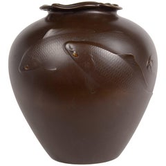 Japanese Meiji period Bronze Carp Vase