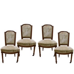 Set of Four 19th Century Walnut Louis XVI Style Chairs 