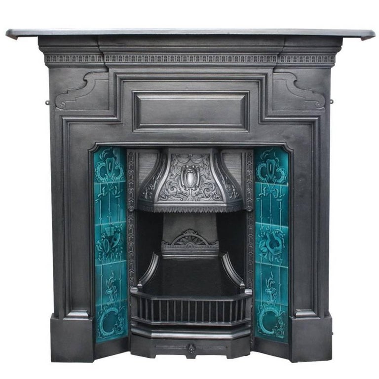 Large antique Edwardian Cast Iron Combination Fireplace For Sale at 1stDibs