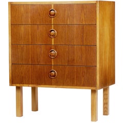 Small 1960s Oak and Teak Scandinavian Chest of Drawers