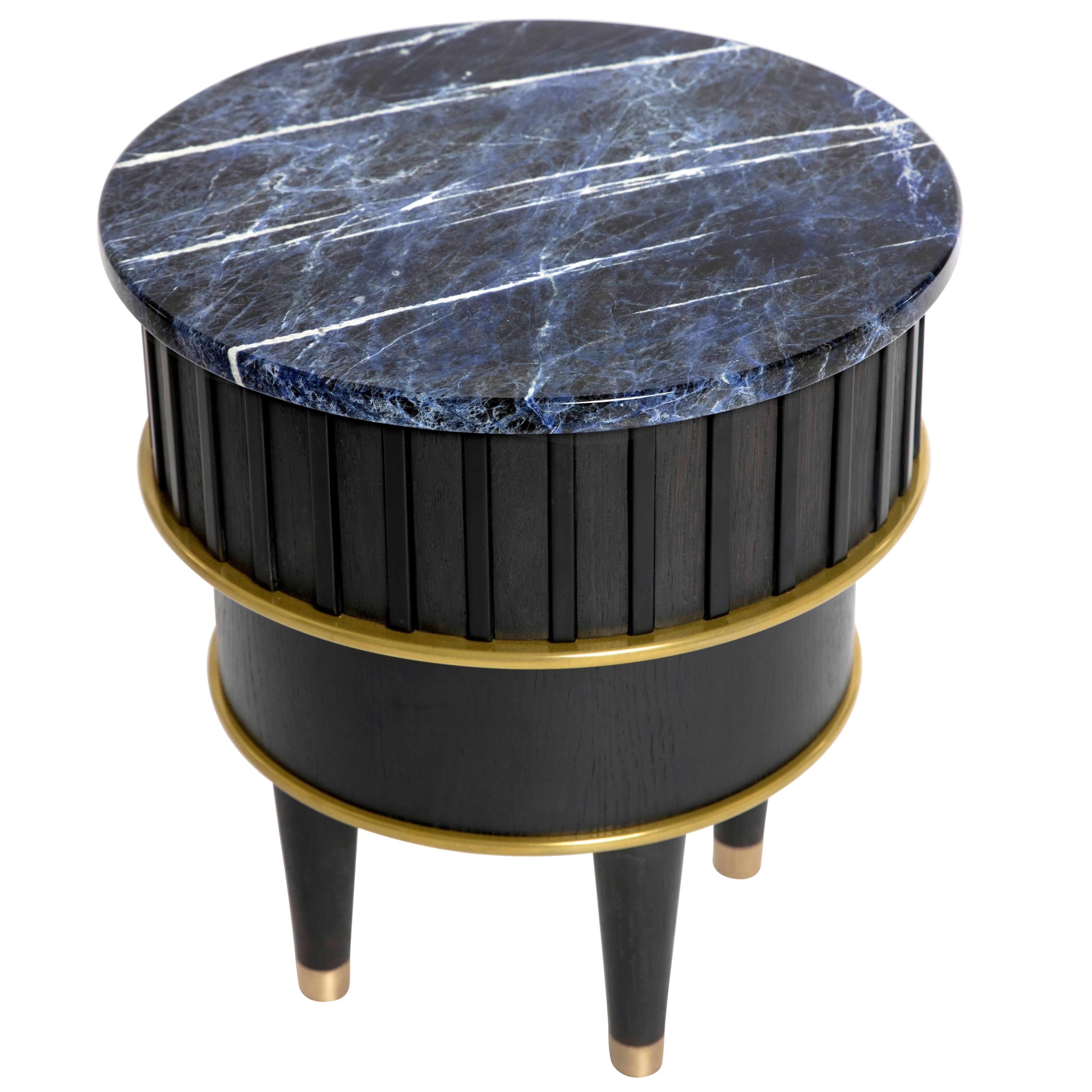 Sodalite and Corian 'Greta' Side Table by Felice James Limited Edition For Sale