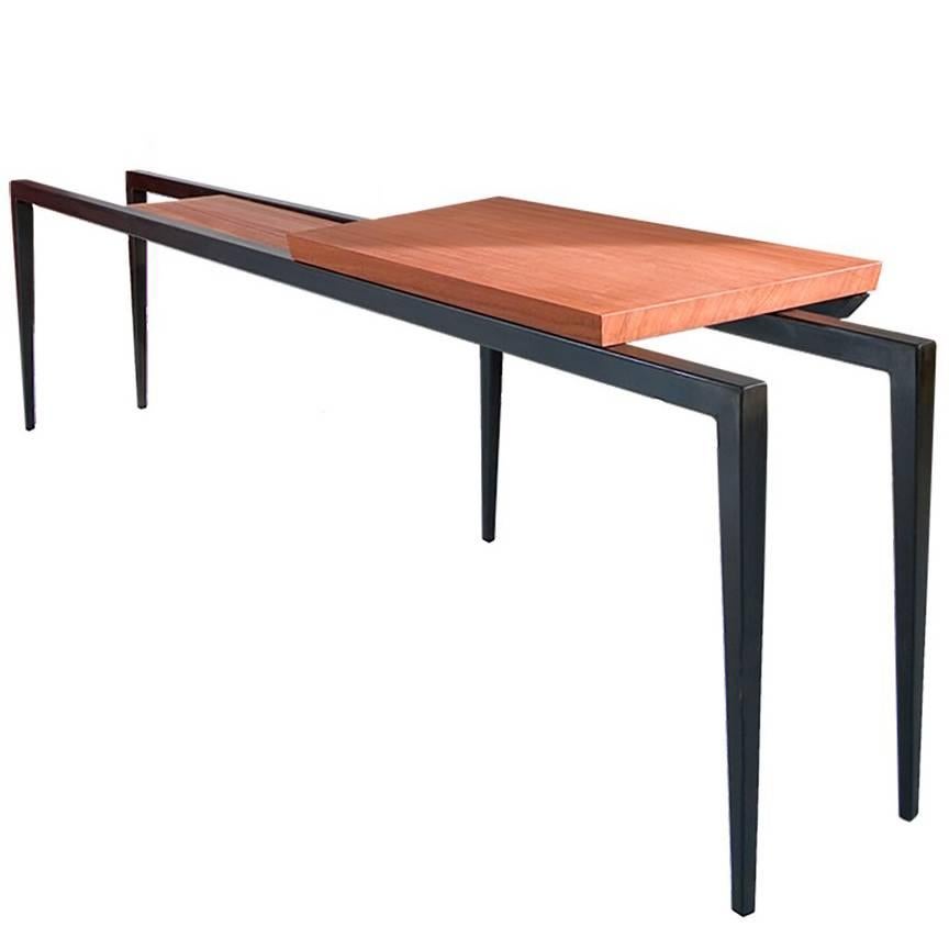 Nayd Desk, African Padauk Wooden Top For Sale