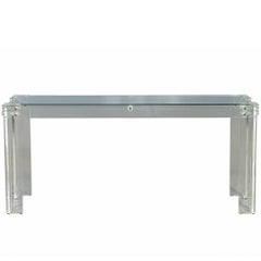 Vintage Modern Acrylic and Glass Designer Console Hall Table Sideboard
