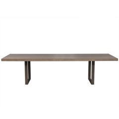 Carrocel Custom Rift Cut Steel Base Dining Table
