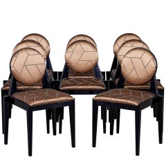 Set of Eight Carrocel Custom Deco Inspired Arrondi Dining Chairs