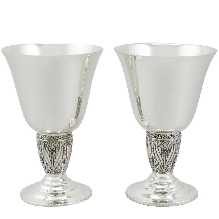 Vintage 1950s Pair of Sterling Silver Goblets at 1stdibs