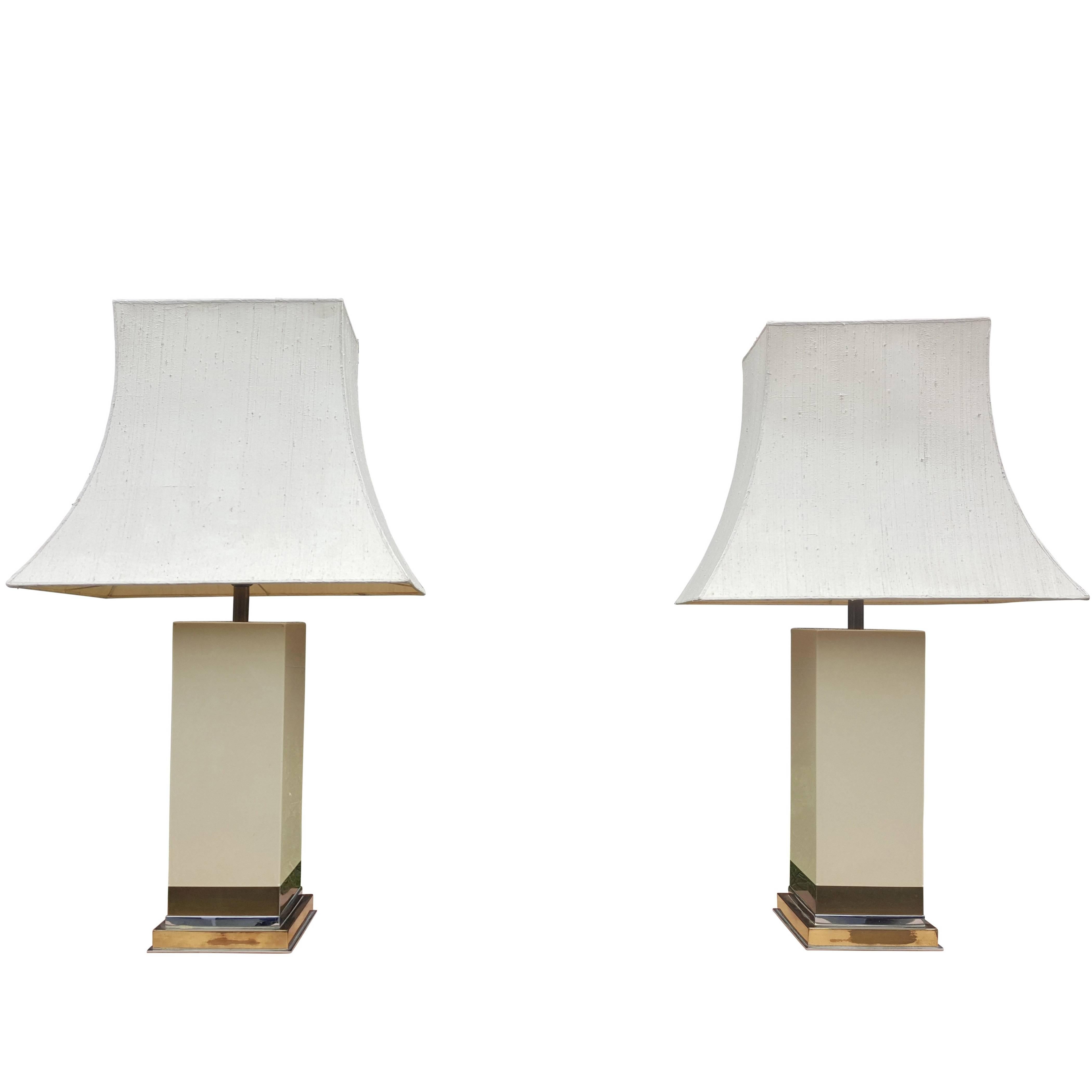 1970s French Lacquer Pair of Table Lamps by J.C. Mahey For Sale