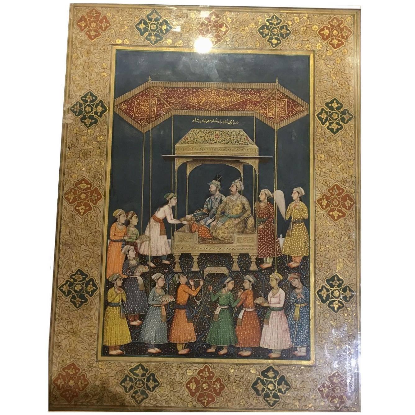 Late 19th Century, Muhammad Shah Enthroned with the Persian Nadir Shah, Delhi For Sale