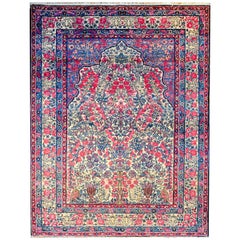 Merveilleux tapis de prière Lavar Kirman du début du 20ème siècle