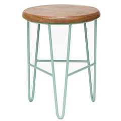 Handcrafted Geometric Janis Side Table Tropical Parota Wood and Steel