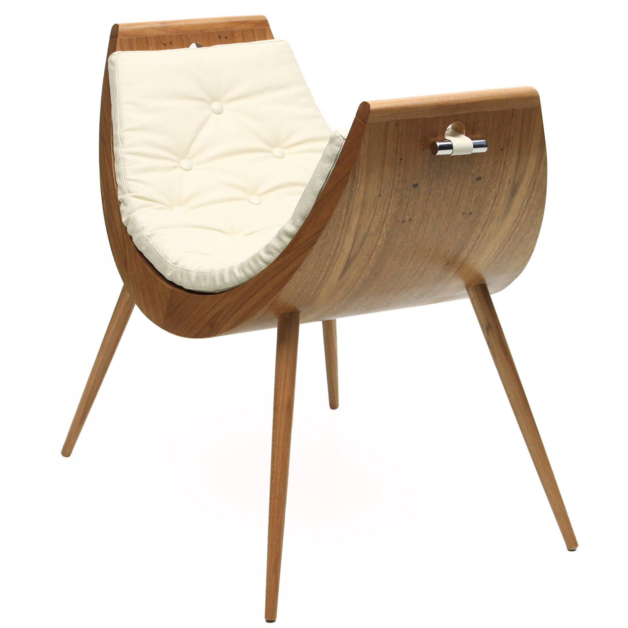 Rita Baiana Armchair/Daybed in the Brazilian Modern Design Style in Freijó Wood