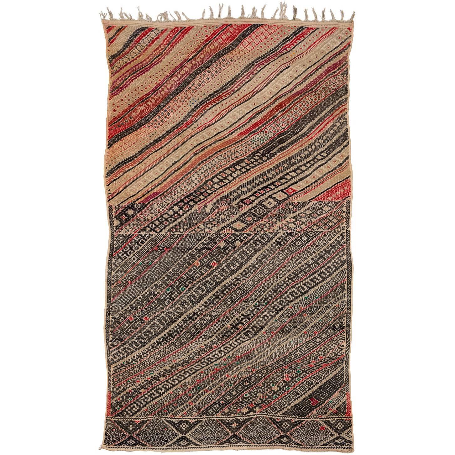 Vintage Moroccan Striped Kilim Rug